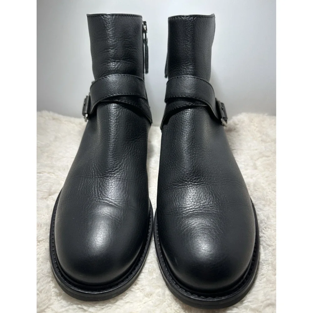 Aquatalia Bree Leather Boots Women Size 7.5 Black Zipper Boho Festival